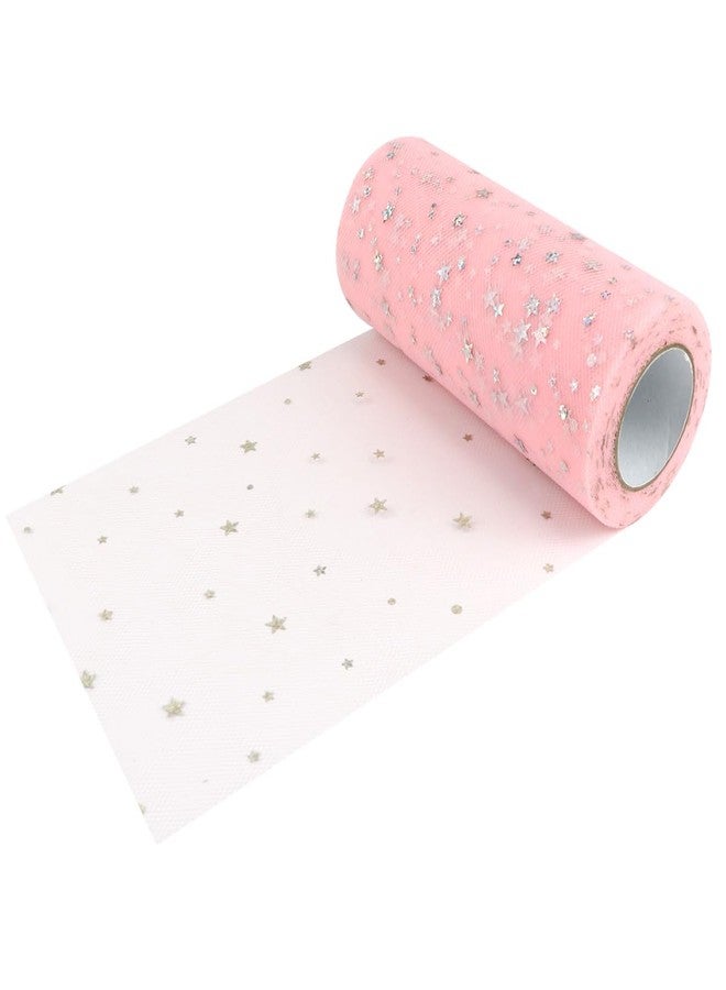 DOERDO DD Mesh Ribbon Glitter Tulle Rolls with Foil Stars DIY Craft Web Ribbon for Gift Wrapping Home Wedding Christmas Cake Decoration, 2280x15CM - Image 1